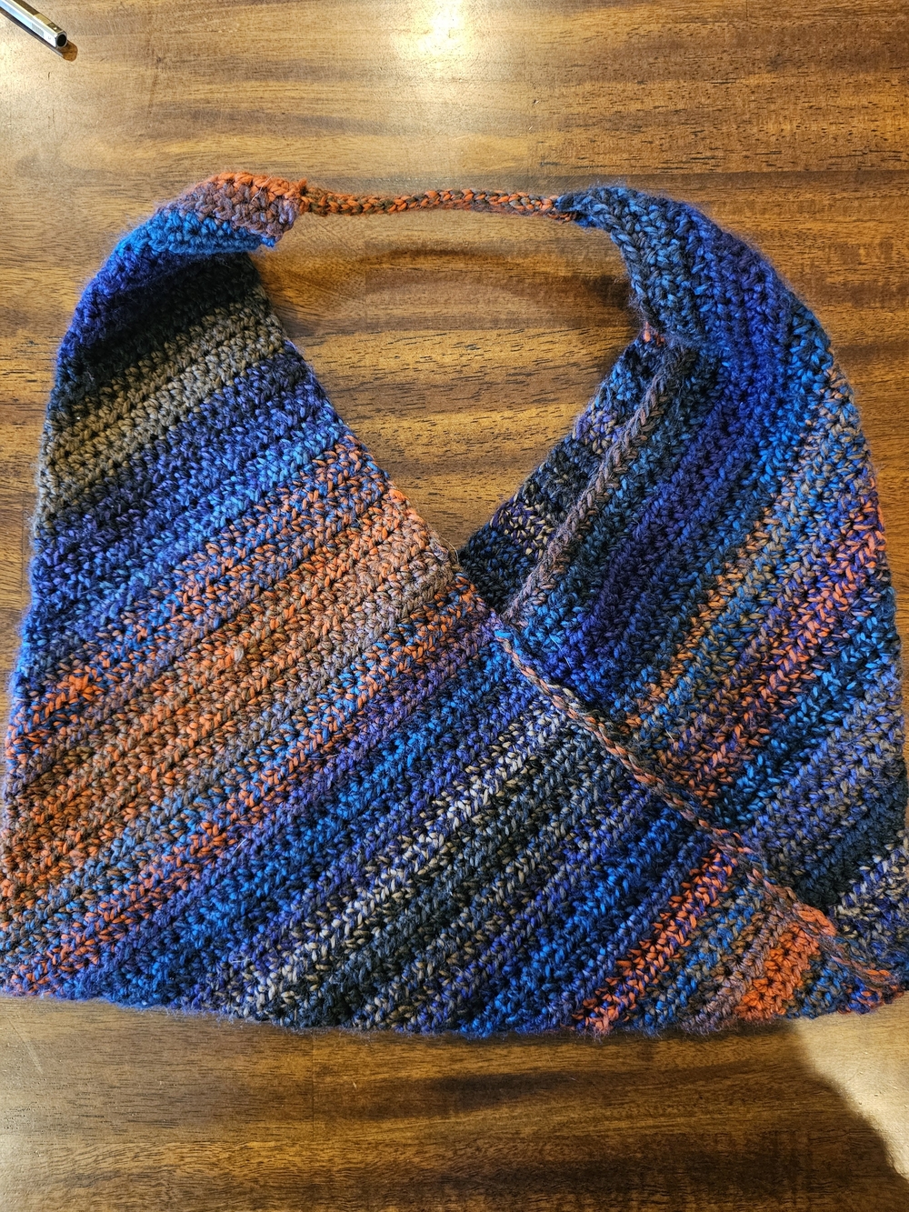 Handmade Striped Crochet Shoulder Bag - Orange, Blue And Purple Great Condition!